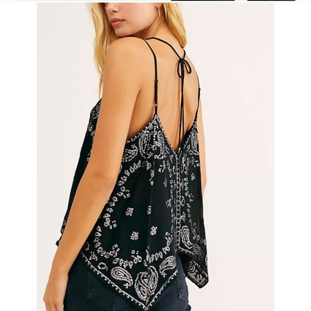 Free People Bandana Inspired Handkerchief Tank Top